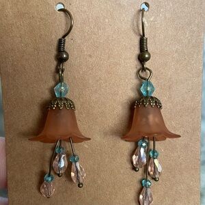Charming Floral Dangle Earrings with Blue Accents